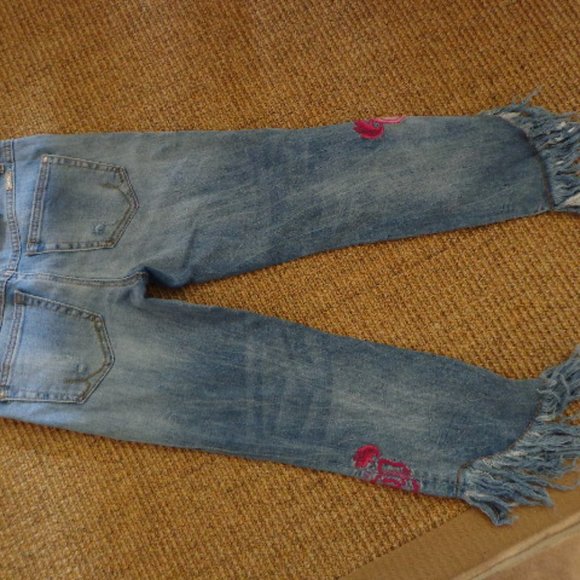 NWT inc Denim SKINNY LEG Crop Blue Jeans Roses - Picture 2 of 16